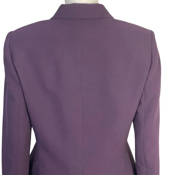 Le Suit Purple Plum 2 Piece Blazer Ruffle Skirt Suit Sz 8 - Picture 8 of 11